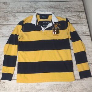 Polo Ralph Lauren Navy Yellow Stripe Rugby Shirt Boys Size XL